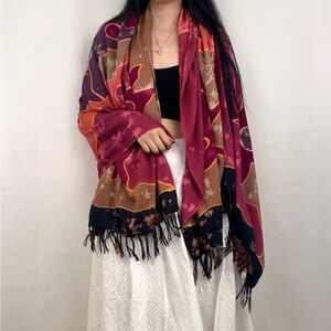 Vintage Hippie Colorful Tie Dye Batik Scarf Shawl